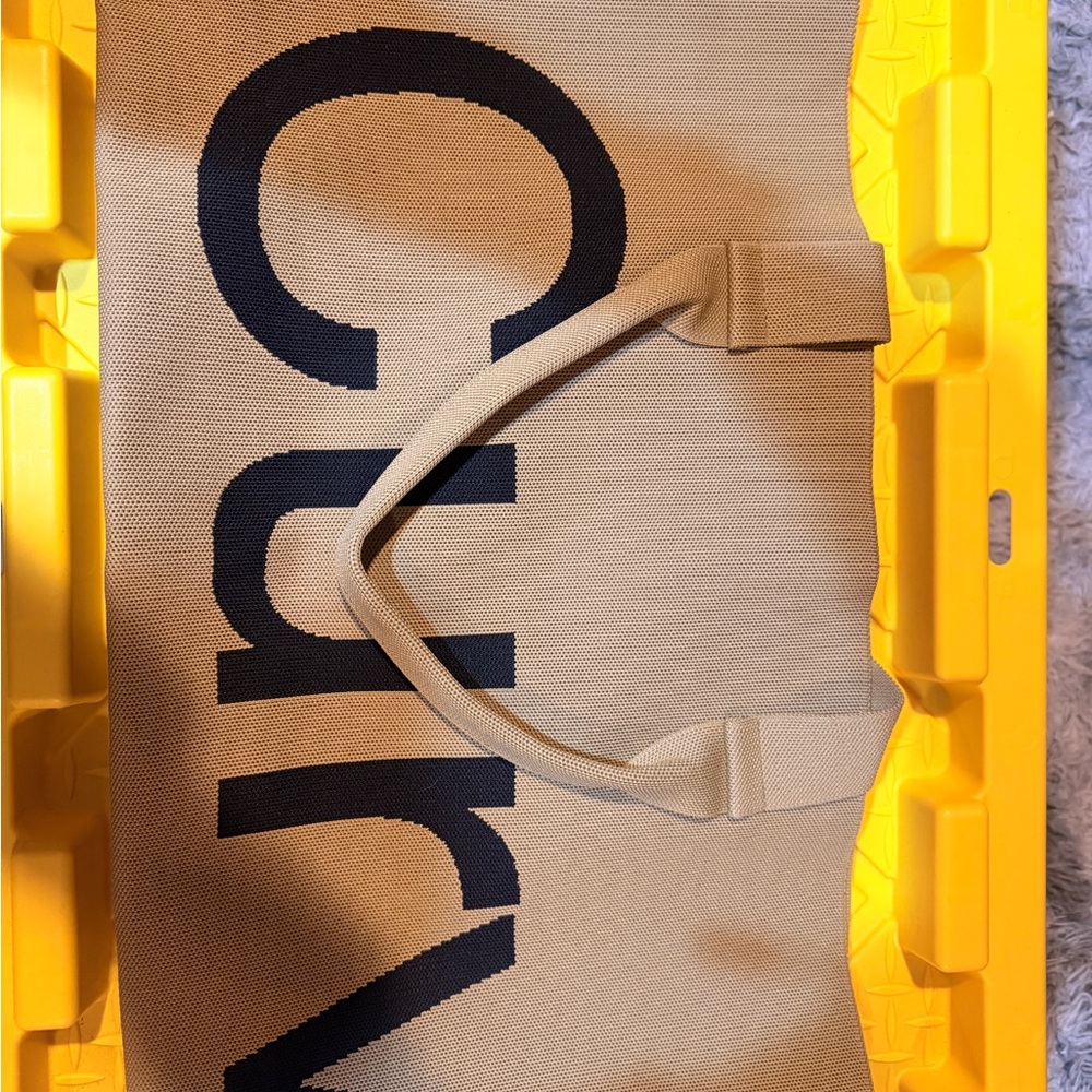 Curved Beige Tote Bag